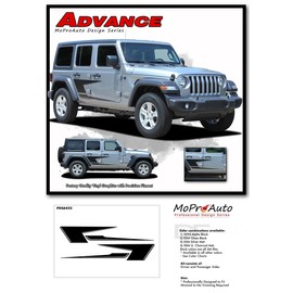 Original Advance : Compatible with 2007-2025 Jeep Wrangler Side Door Fender Vinyl Graphics Decals Stripes (Fits as Shown) (02 Gloss Black – Wet Install)
