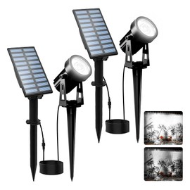 T-SUNUS Solar Garden Spot Lights, LED Solar Landscape Light Outdoor IP65 Waterproof 9.8ft Cable, Separated Solar Panel, Auto ON/Off for Garden, Driveway, Pathway, Pool Area (White 6000K)