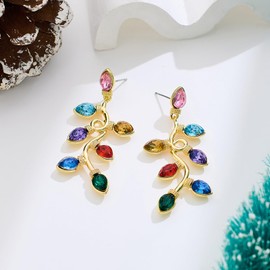 MUYAN Colorful Crystal Xmas Drop Earrings for Women Christmas Bulbs Earrings Holiday Dangle Earrings Festive Jewelry