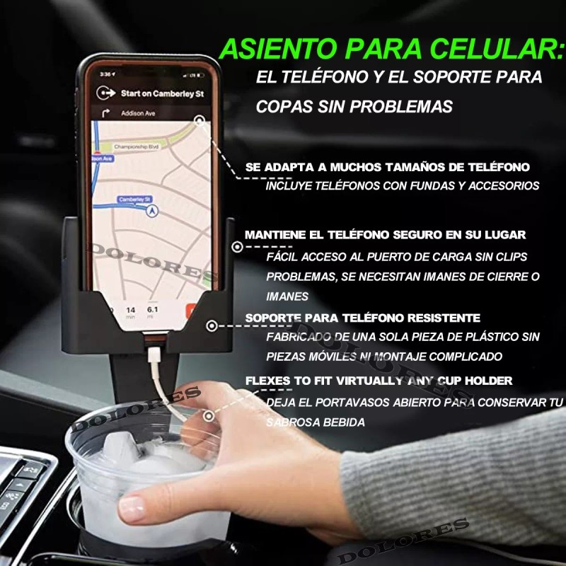 Dolores Soporte Teléfono Porta Celulares Auto Portavasos Universal
