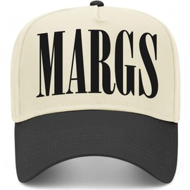 Margs Serif Vintage Trucker Hat | Margarita | Premium Snapback Baseball Hat for Men & Women (US, Alpha, One Size, Black/Natural)