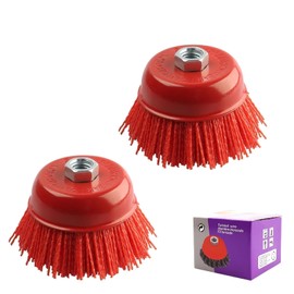 LERANXIN 2 PCS Nylon Filament Abrasive - Nylon Brush M14 Drill Bit, ø 100 mm - Drill Brushes for Cleaning, for Deburring, Rust Removal and Paint Removal