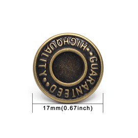 17mm Brass Jeans Buttons, Hammer on Tack Buttons 12 Set