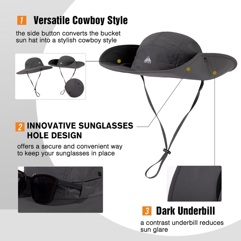 TOP-EX Summer Sun Hats for Men Women Wide Brim UPF50+