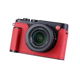 SIUTATDSH Camera Half Case for Leica D-LUX 8, Vintage Metal Genuine Leather Instant Camera Protective Cases Stylish Portable Shockproof (Red)