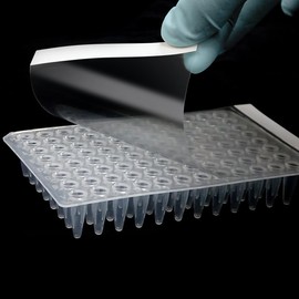 PCR Plate Sealing Film,96 Well Plate Transparent Self-Adhesive Film 133x83mm(Pack of 100 Sheet)
