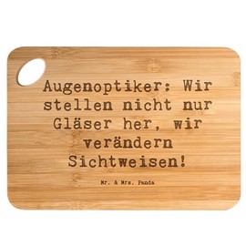 Mr. & Mrs. Panda Bambus - Schneidebrett Spruch Augenoptiker Sichtweise - Geschenk, Freude am Sehen, Geschenke für Berufstätige, handgefertigte