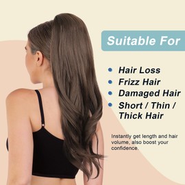 Jolelyne Brown WavyDrawstring Ponytail Extension for Black Women Long Body Wave Ponytail Drawstring Synthetic Natural Soft Clin In Hairpieces for Women Light Brown