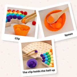 OESSUF Wooden Peg Board Beads Game Wooden Clip Beads Game Color Classification Fine Motor Skill Montessori Educational Toys