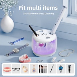 Professional Ultrasonic Retainer Cleaner 300mL Large Capacity, 42kHz for Dentures, Jewelry, Aligners - 2 Modes (5-Min Normal/Deep Clean), One-Button Control
