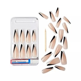 Gold Finger Full Cover False Nails Kit with Glue, Trendy Design, Ready to Wear Extra Long Length Nails