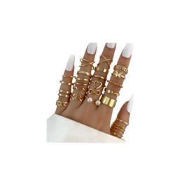 INENIMARTJ Gold Knuckle Rings for Women,22 PCS Gold Rings Set Multiple Boho Stackable Vintage Finger Ring for Teens Christma Stocking Stuffers for Women (22PCS Gold Rings)