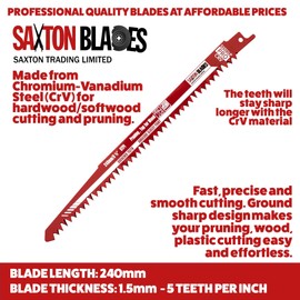 Saxton RPR12MXPRO Professional Range Bi-Metal M42 with 8% Cobalt & Chromium Vanadium Steel Reciprocating Saw Blade Wood Metal Plastic Heavy Duty – Pack of 12