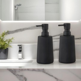 TOPTHEROAD 2Pcs Dispensador de Jabón Líquido, 250ML Dispensador de Jabón de Plástico Moderno Pequeño para Baño, Cocina, Hogar Fregadero