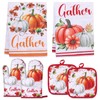 HunnmingRe 6 Pcs Fall Kitchen Accessories Sets, Including Pumpkin Dish