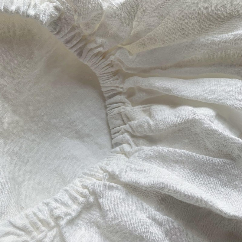 JOWOLLINA Fitted Sheet Made of 100% Linen, Stonewashed (100 x