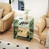 Acrylic Record Player Table with Storage Shelf, Clear Side Table