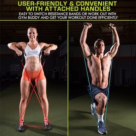 ProSource Fit Tube Resistance Bands Set with Attached Handles, Door Anchor, Carrying Case and Exercise Guide