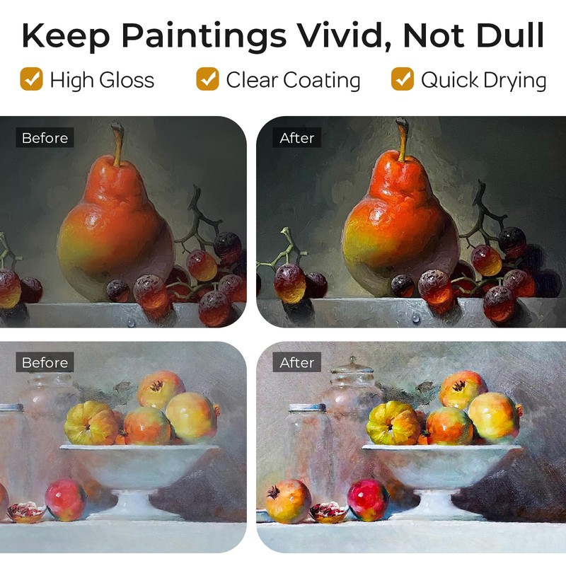 Nicpro Gloss Varnish for Acrylic Painting 4oz, Non-Yellowing, Non-Toxic, Anti-Crazing,