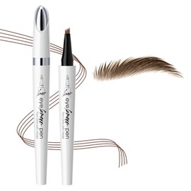 Eyebrow Pencil, Eyebrow Pen, Microblading Eyebrow Pen with 4 Micro-Fork Tip, Natural Makeup Long-Lasting Waterproof Brow Pencil for Women (Light Brown)