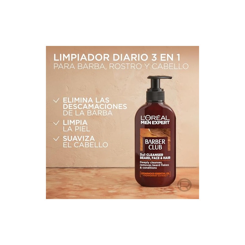 LOréal Men Expert Barber Club Barba-Rostro-Cabellos Shampoo - Pack of