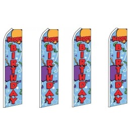 Happy Birthday King Size Swooper Flag Pack of 4 (Hardware Not Included)