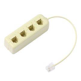 uxcell Telephone Splitter, RJ11 6P4C 1 Male to 4 Female M/F Converter Phone Jack Adapter Cable for Landline, Modem, Fax Machine, 4 Way Cell Phone Jack Line Converter, 1 Pcs Beige