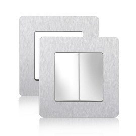 2 Pack Light Switch Cover 86x86mm – Modern Light Switch Surround for Home & Office, Easy to Install Light Switch Guard & Protective Cover Plate(Silvery)