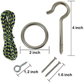 Hook and Ring Toss Game-DIY Kit Swing Game -Ring Toss Game Set with String and Hooks for Outdoor/Indoor