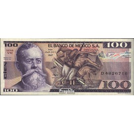 Prophila Collection Banknote Mexico Pick No: 74c Mint 1982 100 Pesos (Banknotes for Collectors - No Payment Method)