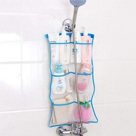 FishMM Mesh Bath Organizers for Shower with Hook, Quick Dry Hanging Shower Caddy College, Bath Storage with 6 Pockets for College Dorm Rooms, Bathroom