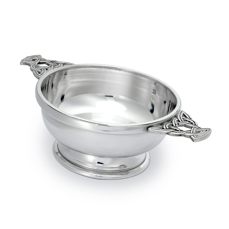 jewellerybox 5 Inch Handmade Pewter Quaich with Celtic Knot Handles