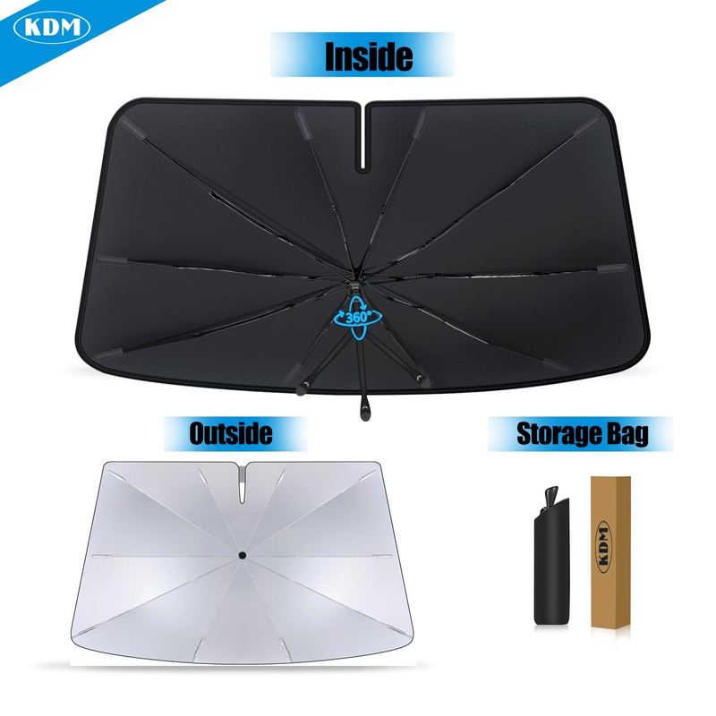 KDM Umbrella Style Windshield Sun Shade Fit for 2014-2024 Dodge