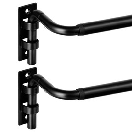 ENJOYBASICS Blackout Curtain Rod for Windows 66 to 120, Wrap Around Curtain Rods for Bedroom, Living Room, Adjustable from 30 to 129 Inches, Matte Black, 2 Pack