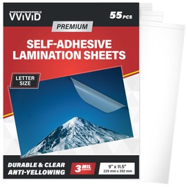 VViViD Premium Self-Adhesive Lamination 3Mil Sheets, Gloss Finish, 9” x 11.5” Letter Size (55 Pack)