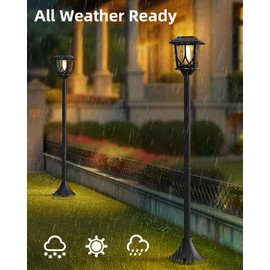ILANCK 2 Pack Solar Lamp Post Light, 40" H Outdoor Stainless Steel Pole Solar Garden Lights, Waterproof 3000K Warm White Auto On/Off for Patio Backyard Pathway Front (No Wiring Needed)