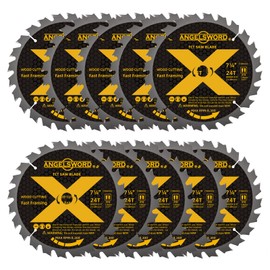 ANGELSWORD 7-1/4 Inch Circular Saw Blade for Framing, Fast Wood Cutting, 24T, 10 Pack