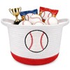 Baseball Woven Basket-Cute Cotton Rope Gift Basket Embroidered Baseball