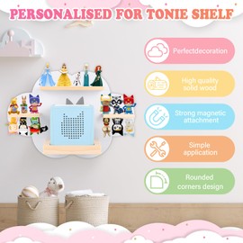 RZYLKA for Tonies Box Organizer Tonie Storage Shelf Wall Mounted, Magnetic Floating Shelves for Toniebox 1/2 Player Tonies Figures Characters, Display Collection 20~30 Characters (White)