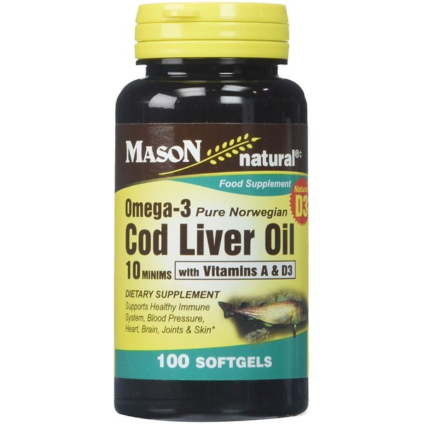 Mason Natural Omega-3 Cod Liver Oil Softgels - 100 ct, Pack of 2
