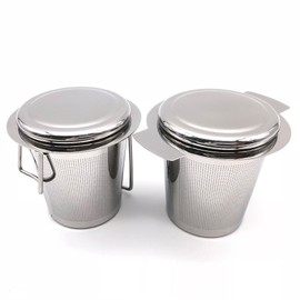 BITEYI Tea Infuser Stainless Steel Extra Fine Mesh Tea Strainer Tea Filter with Double Handles & Lids for Loose Leaf Teas (Set of 2)