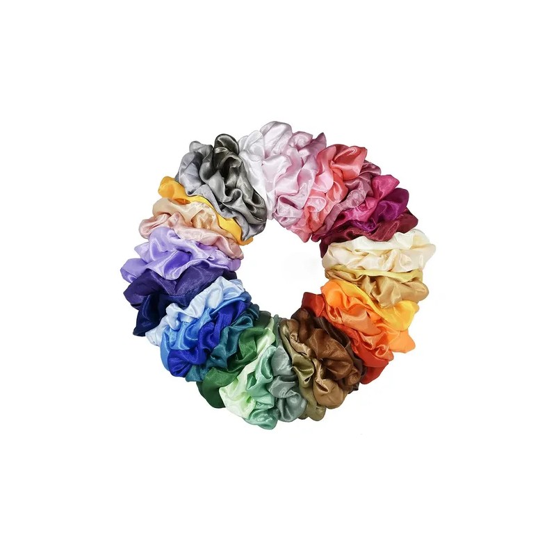 Set De 40 Scrunchies De Satén, Gomas Para El Pelo