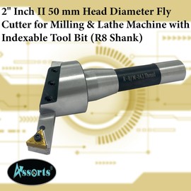 2" Inch II 50 mm Head Diameter Fly Cutter for milling & Lathe Machine with Replaceable Carbide Insert bit Indexable Tool - R8 Shank