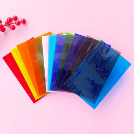 ILLUCKAI 12 Sheets COE 96 Transparent Fusible Glass Sheet, 4 x 6 inch Rainbow Colors Fused Stained Glass Sheets, Fused Glass Supplies for Fusing Glass Crafts Stained Glass Projects and Mosaic Art