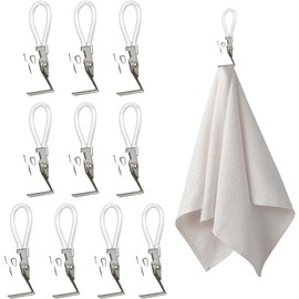 HARY 10 Stück Handtuchklammern Aufhängbare Handtuchclips Handtuchaufhänger ohne Nähen Edelstahlklemmhaken Geschirrtücher Handtuchaufhänger Clips Handtuchclips für Küche und Bad
