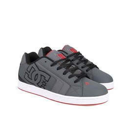 DC Men's Net Skate Shoe, Grey/Black/RED, 11.5