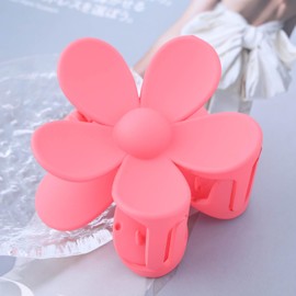 Aneneiceera Vintage Acrylic Flower Hair Claw Clip Neon Daisy Hair Jaw Clip Orange Ponytail Claw Barrette Minimalist Floral Hair Clip Hair Accessories for Women (Rose Red)