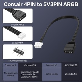 YAODHAOD 5V ARGB auf 4/6 Pin Fan Controller-Adapter 2PCS，für kompatibel mit Coolmoon EZDIY-FAB Piratenschiff RGB Fan Hub,Weitere 4-6 Pin PC-Lüfter und LED-Geräte (3Pin auf PH2.0 4Pin Steckdose)