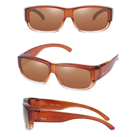 DUCO 8956 Over Sunglasses, Over Sunglasses, Over Glasses, Over Glasses, Polarized Lenses, UV400, UV Protection, Unisex, brown/brown