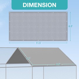 Chicken Coop Cover, 11.5 * 6.5 FT Chicken Run Cover with Ball Bungees Cords, Sun Shade Cloth for Yard Large Chicken Coop, Walk-in Chicken Run Pen, Duck Coop Tarp (1 Pack,Grey)